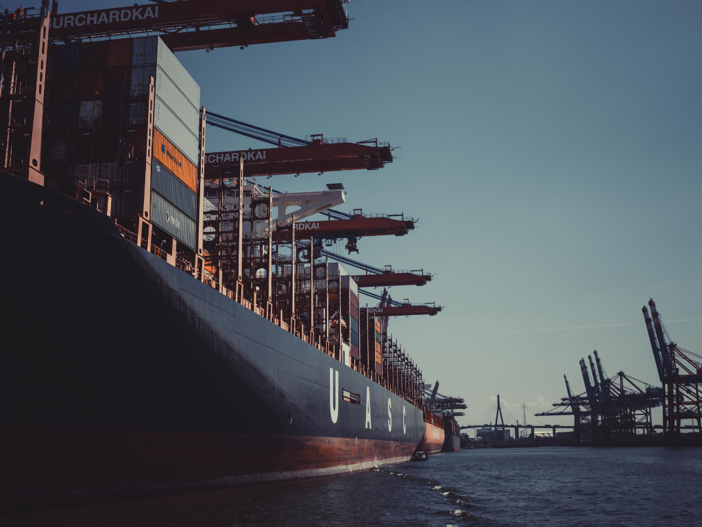 Shipping containers being loaded